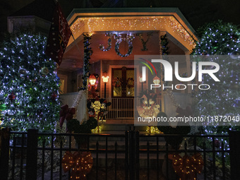 Houses and their gardens in the Celebration region in Florida are decorated with the Christmas theme on October 13. (