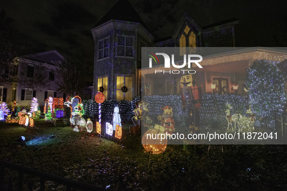 Houses and their gardens in the Celebration region in Florida are decorated with the Christmas theme on October 13. 