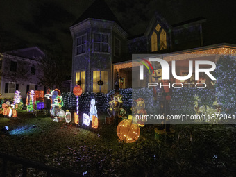 Houses and their gardens in the Celebration region in Florida are decorated with the Christmas theme on October 13. (