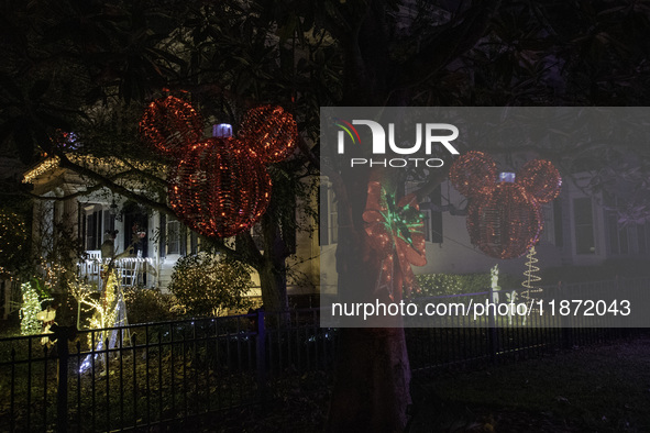 Houses and their gardens in the Celebration region in Florida are decorated with the Christmas theme on October 13. 