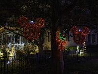 Houses and their gardens in the Celebration region in Florida are decorated with the Christmas theme on October 13. (