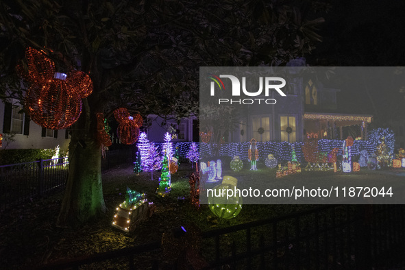 Houses and their gardens in the Celebration region in Florida are decorated with the Christmas theme on October 13. 