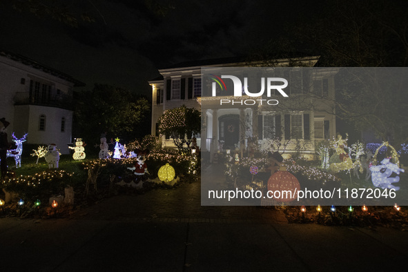 Houses and their gardens in the Celebration region in Florida are decorated with the Christmas theme on October 13. 