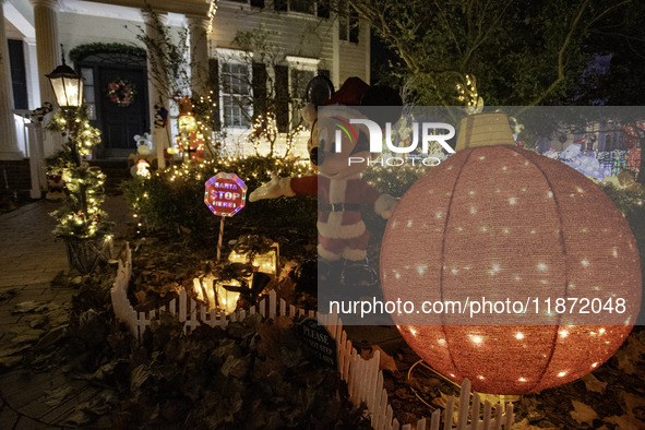 Houses and their gardens in the Celebration region in Florida are decorated with the Christmas theme on October 13. 