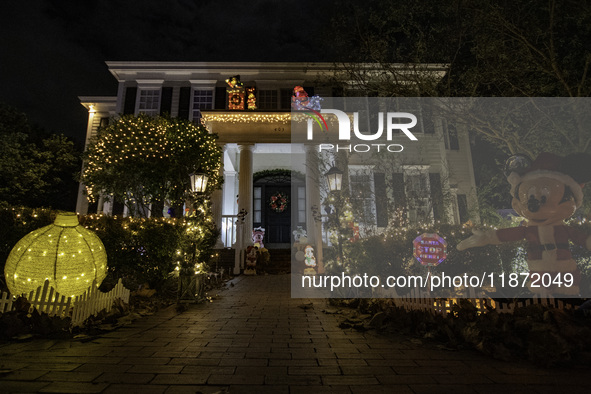 Houses and their gardens in the Celebration region in Florida are decorated with the Christmas theme on October 13. 