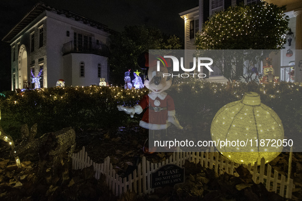 Houses and their gardens in the Celebration region in Florida are decorated with the Christmas theme on October 13. 