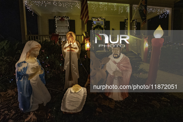 Houses and their gardens in the Celebration region in Florida are decorated with the Christmas theme on October 13. 