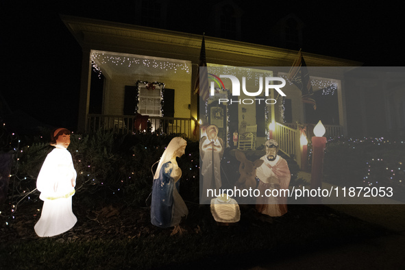 Houses and their gardens in the Celebration region in Florida are decorated with the Christmas theme on October 13. 