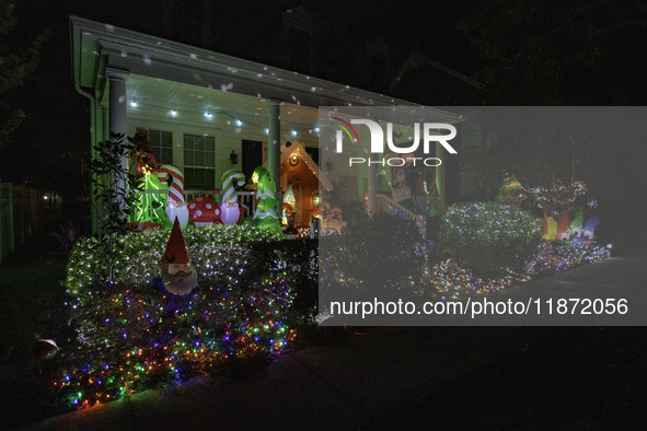 Houses and their gardens in the Celebration region in Florida are decorated with the Christmas theme on October 13. 