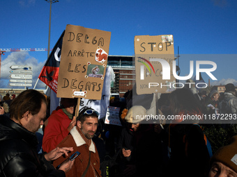 Between 100 and 1500 people gather in Toulouse, France, on December 15, 2024, against a non-administrative court ruling of the Administrativ...