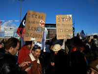 Between 100 and 1500 people gather in Toulouse, France, on December 15, 2024, against a non-administrative court ruling of the Administrativ...