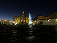 A Christmas tree stands in St. Peter's Square in Vatican City, on December 15, 2024. (