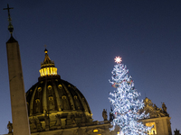 A Christmas tree stands in St. Peter's Square in Vatican City, on December 15, 2024. (