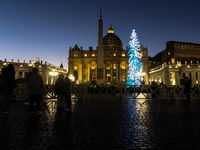 A Christmas tree stands in St. Peter's Square in Vatican City, on December 15, 2024. (