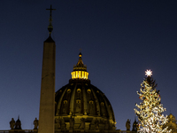 A Christmas tree stands in St. Peter's Square in Vatican City, on December 15, 2024. (