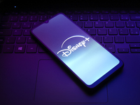 The Disney Plus logo appears on the screen of a smartphone in Reno, United States, on December 15, 2024. (