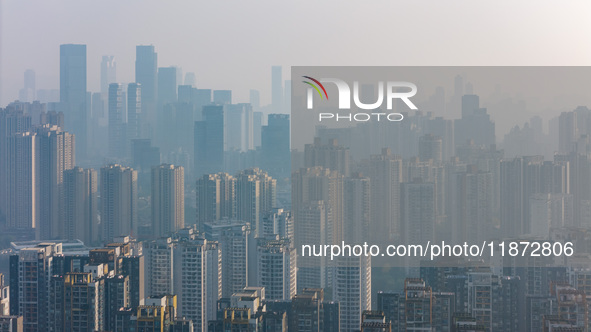 High-rise buildings are seen in downtown Chongqing, China, on December 15, 2024. 