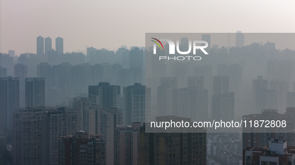 High-rise buildings are seen in downtown Chongqing, China, on December 15, 2024. 