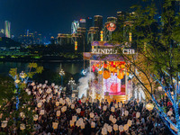 Citizens release Kongming lanterns after a New Year Lantern Festival in Chongqing, China, on December 14, 2024. (