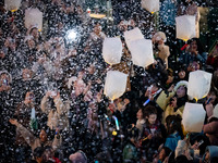 Citizens release Kongming lanterns after a New Year Lantern Festival in Chongqing, China, on December 14, 2024. (