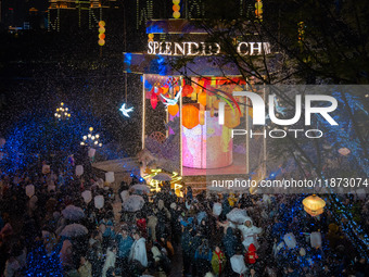 Citizens release Kongming lanterns after a New Year Lantern Festival in Chongqing, China, on December 14, 2024. (