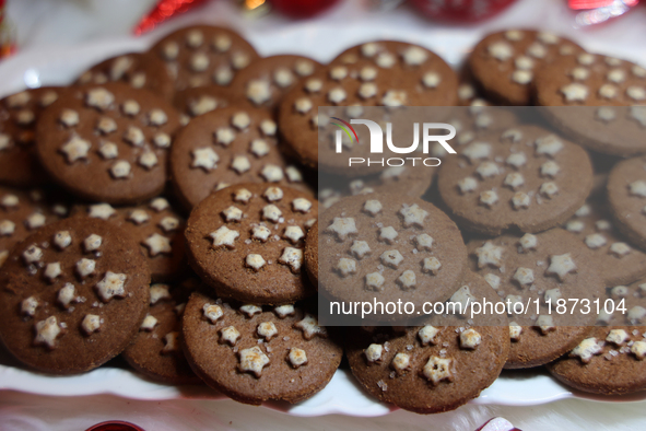 Hazelnut cocoa shortcake Christmas cookies are in Toronto, Ontario, Canada, on December 15, 2024. 