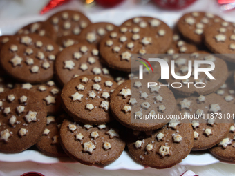 Hazelnut cocoa shortcake Christmas cookies are in Toronto, Ontario, Canada, on December 15, 2024. (