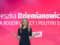 Agnieszka Dziemianowicz-Bak (Polish 
Minister of Family, Labour, and Social Policy) delivers a speech during the congress of the left-wing p...