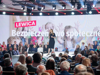 Agnieszka Dziemianowicz-Bak (Polish 
Minister of Family, Labour, and Social Policy) delivers a speech during the congress of the left-wing p...