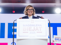 Magdalena Biejat (Candidate for the Office of President of the Republic of Poland) delivers a speech during the congress of the left-wing pa...