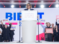 Magdalena Biejat (Candidate for the Office of President of the Republic of Poland) delivers a speech during the congress of the left-wing pa...