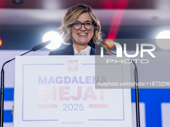 Magdalena Biejat (Candidate for the Office of President of the Republic of Poland) delivers a speech during the congress of the left-wing pa...