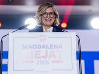 Magdalena Biejat (Candidate for the Office of President of the Republic of Poland) delivers a speech during the congress of the left-wing pa...