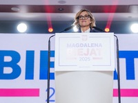 Magdalena Biejat (Candidate for the Office of President of the Republic of Poland) delivers a speech during the congress of the left-wing pa...