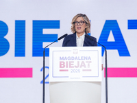 Magdalena Biejat (Candidate for the Office of President of the Republic of Poland) delivers a speech during the congress of the left-wing pa...