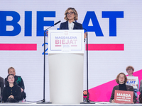 Magdalena Biejat (Candidate for the Office of President of the Republic of Poland) delivers a speech during the congress of the left-wing pa...