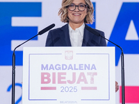 Magdalena Biejat (Candidate for the Office of President of the Republic of Poland) delivers a speech during the congress of the left-wing pa...