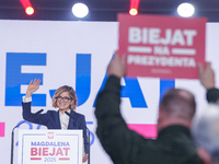 Magdalena Biejat (Candidate for the Office of President of the Republic of Poland) delivers a speech during the congress of the left-wing pa...