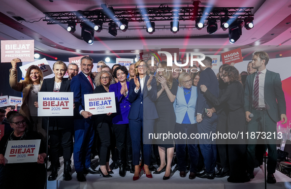 Family photo during the congress of the left-wing party ''Lewica'' where the party's candidate for the presidential election in Poland was a...