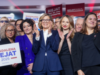 Katarzyna Kotula, Anna Maria-Zukowska, Magdalena Biejat, Agnieszka Dziemianowicz-Bak during the congress of the left-wing party ''Lewica'' w...