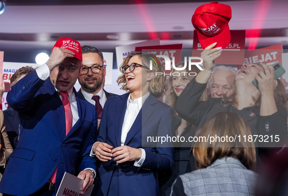 Krzysztof Gawkowski, Magdalena Biejat during the congress of the left-wing party ''Lewica'' where the party's candidate for the presidential...