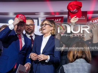 Krzysztof Gawkowski, Magdalena Biejat during the congress of the left-wing party ''Lewica'' where the party's candidate for the presidential...