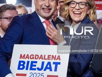 Krzysztof Gawkowski, Magdalena Biejat during the congress of the left-wing party ''Lewica'' where the party's candidate for the presidential...