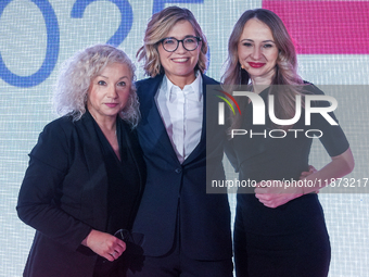 Katarzyna Kotula, Magdalena Biejat, Agnieszka Dziemianowicz-Bak during the congress of the left-wing party ''Lewica'' where the party's cand...