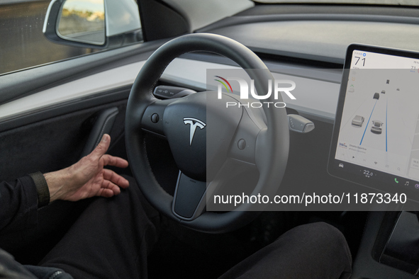 The images show the Tesla Model Y equipped with its Level 2 autonomous driving capabilities. The photos highlight the vehicle's logo, the na...