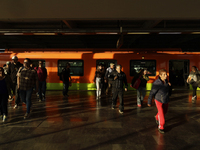 View of users of the Metro Collective Transport System in Mexico City, Mexico, on December 15, 2024. (