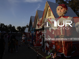 A view of a Christmas village set up in the Tlahuac Forest in Mexico City, Mexico, on December 15, 2024. (