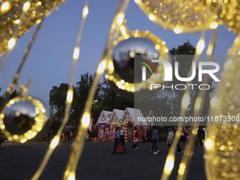 A view of a Christmas village set up in the Tlahuac Forest in Mexico City, Mexico, on December 15, 2024. (