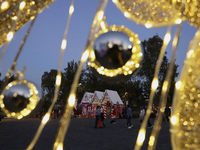 A view of a Christmas village set up in the Tlahuac Forest in Mexico City, Mexico, on December 15, 2024. (