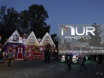 Dozens of people visit a Christmas village set up in the Tlahuac Forest in Mexico City, Mexico, on December 15, 2024. (